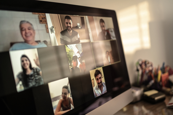 Business team members in a Microsoft Teams video meeting
