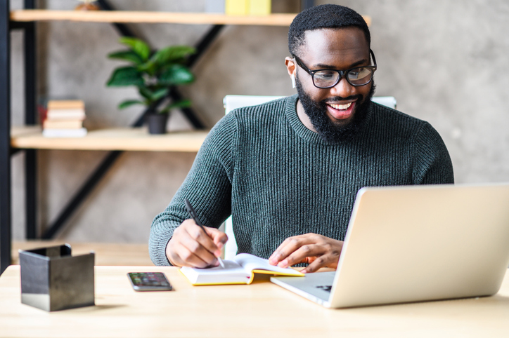 Remote employee working from home on a laptop