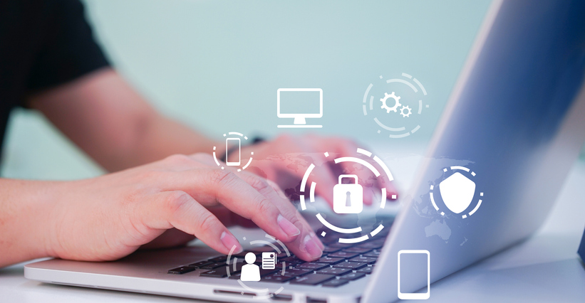 Windows virtual desktop security interface on a laptop