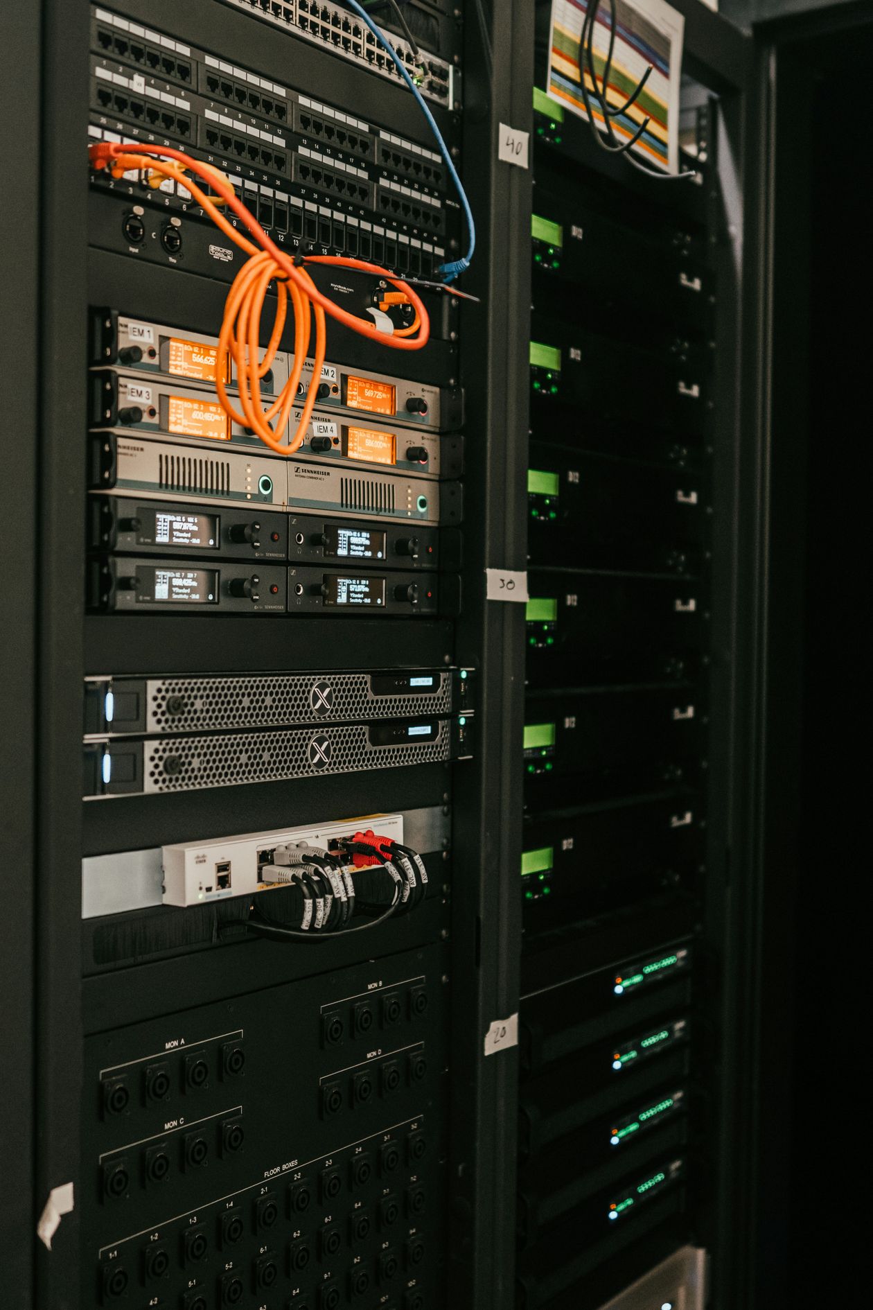 Server racks inside a secure data center