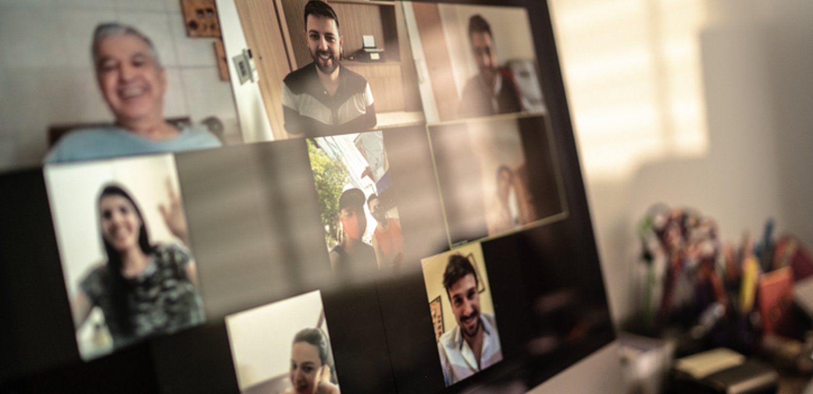 Business team members in a Microsoft Teams video meeting