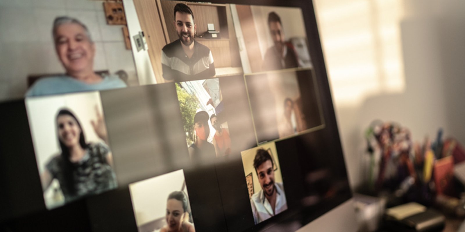 Business team members in a Microsoft Teams video meeting
