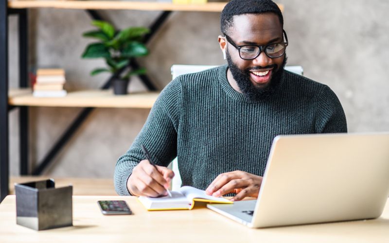 Remote employee working from home on a laptop