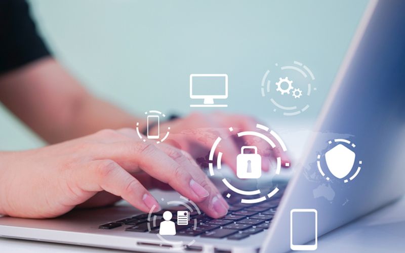 Windows virtual desktop security interface on a laptop