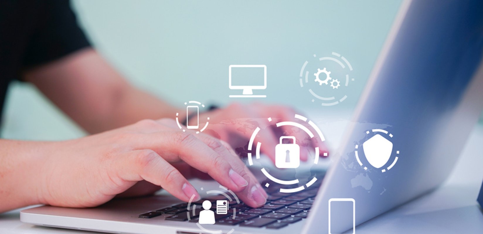 Windows virtual desktop security interface on a laptop